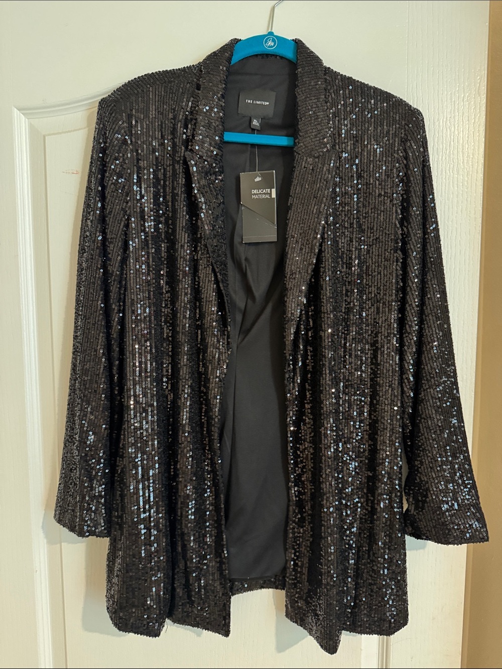 The Limited Black Sequin Open-Front Blazer